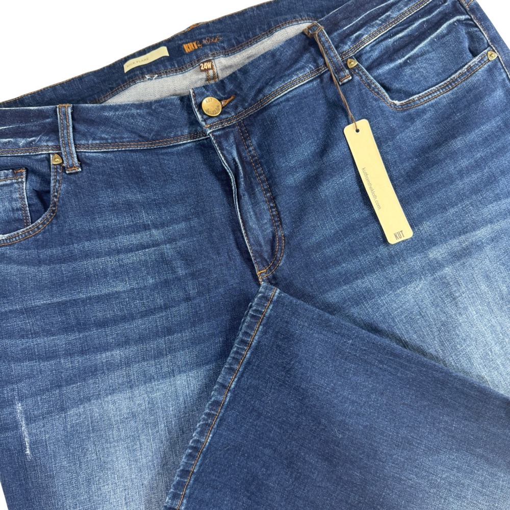 Kut From The Kloth Kick Flare Jeans Women 24W Blue Dark Wash Stretch Denim NEW